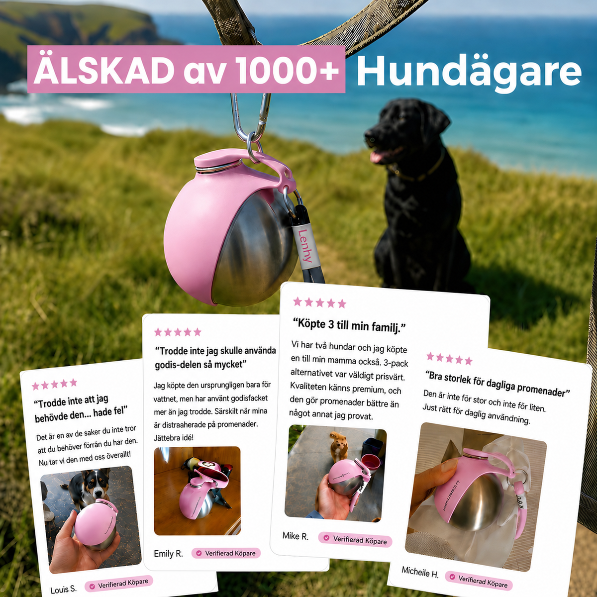 Lenhy ™ - 2-i-1 hundvattenflaska med drickskål